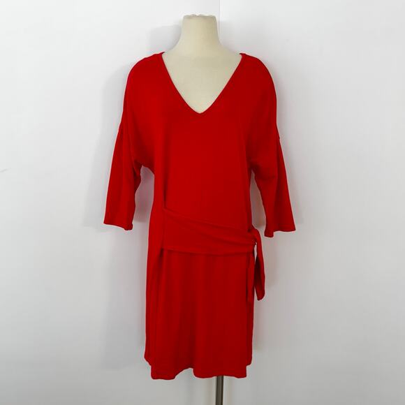 Tommy Bahama Side-Tie Pullover Shift Mini Dress V-Neck Orange Red XL - Picture 2 of 11